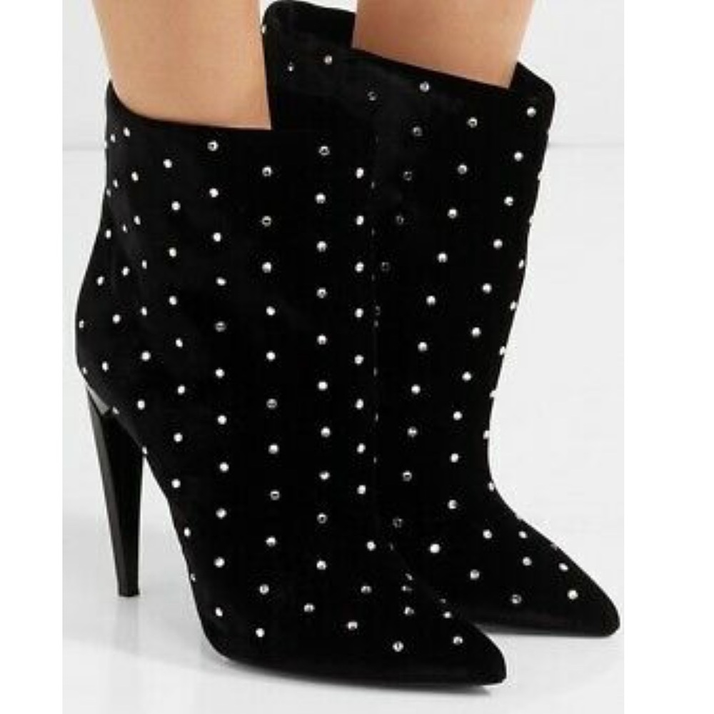 SAINT LAURENT Velvet Crystal Bootie - Picture 3 of 8